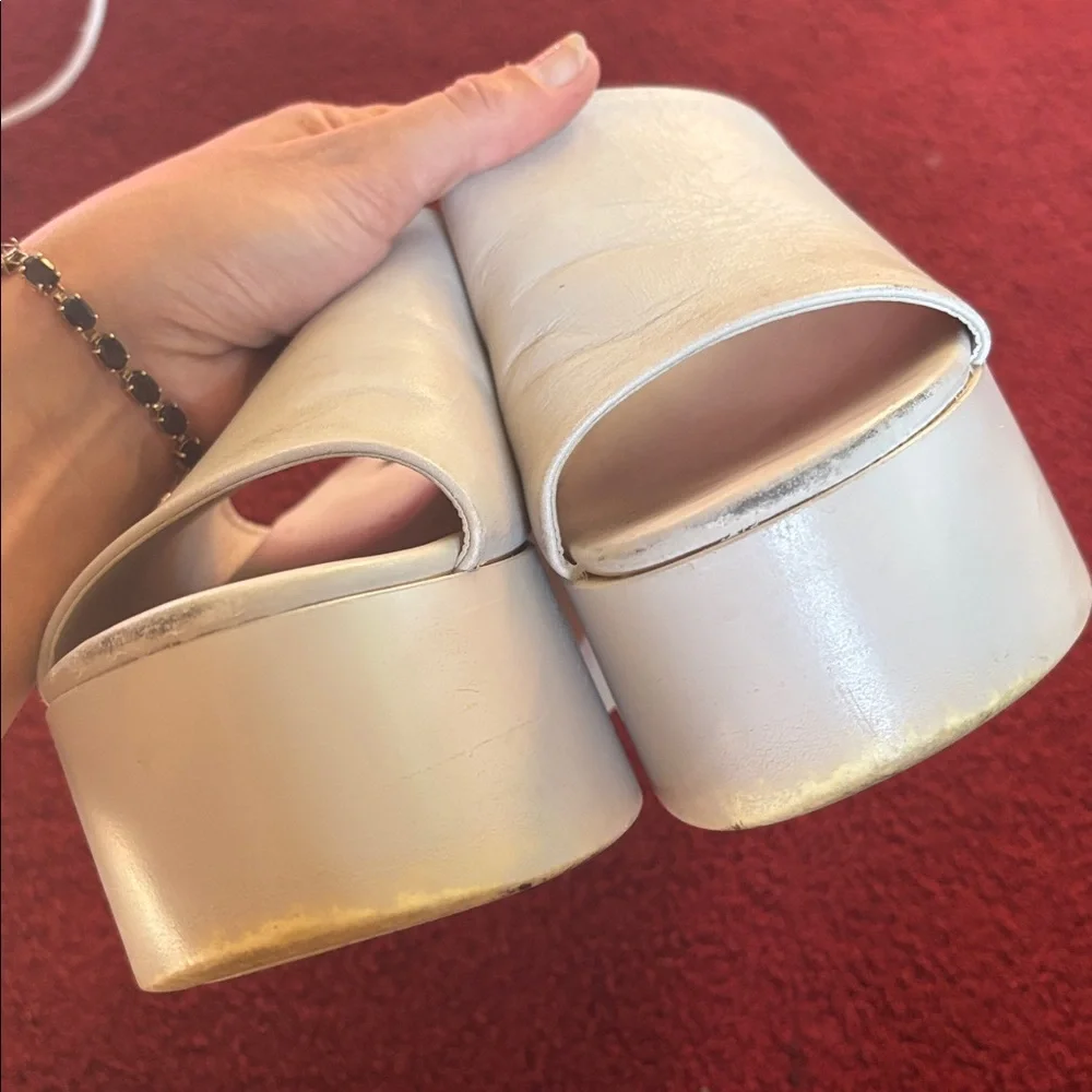Aqua Gigi off white cream platform slides 9 90s y2k